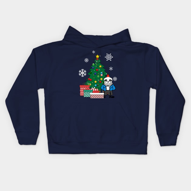 Sans Around The Christmas Tree Undertale Kids Hoodie by Nova5